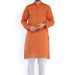 Exotic India Mandarin Collar Regular Pure Cotton Kurta with Pyjama-picture-38