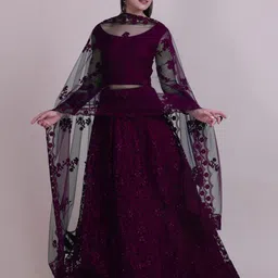 Warthy Ent Embroidered Thread Work Semi-Stitched Lehenga & Unstitched Blouse With Dupatta-image-31