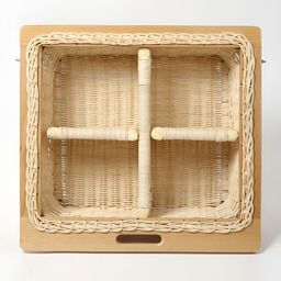 HABERE INDIA Beige Textured Bamboo Multi-Utility Organiser-image-46