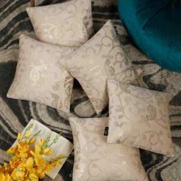 hosta homes Cream Velvet Abstract 16X16 Inches Cushion Covers (Pack of 5)-picture-21