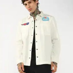 Men Racer Denim Regular Fit Shirt with Patch Pockets-image-25