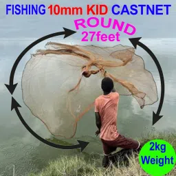 KID CAST FISHING NET 10mm MESH(GAP), ROUND 27feet, HEIGHT 7.5feet, WEIGHT 2kg Fishing Net-picture-34
