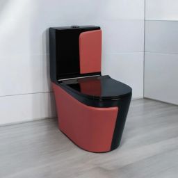 Premium Quality C020 Premium Quality Shining Black commode with Red Matt Finish and Round Flush Western Commode-14