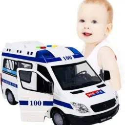 Police Ven Toy Car, Friction Inertia Powered, 1:16 scale Light & Siren Sound-15