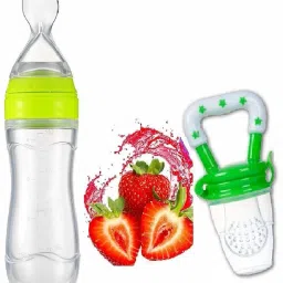 Baby Silicone Food Feeder And Fruit Nibbler Combo Teether and Feeder Teether and Feeder (Blue)- Silicone-16
