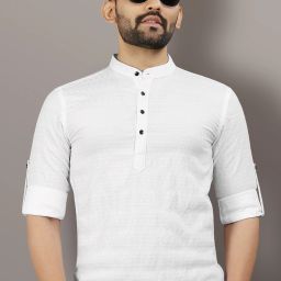Men Striped Art Silk Straight Kurta-image-81