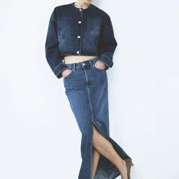H&M Cotton Oversized Button-Front Denim Jacket-10