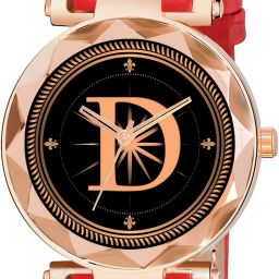 Fancy Design Stylish ALPHA-D Dial Red Leather Strap Women Wrist Watch Analog Watch - For Girls FK06_ALPHA-D-GEN-RG-RED-L-image-57