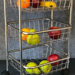 Kitchen Utility Trolley Basket (3 Tier) SS304, polished Steel Finish, Rust Proof Stainless Steel Kitchen Trolley-image-40