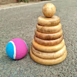 Seven Stone/ Lagori Pitthu/Satodiyu with 1 Ball Wooden Outdoor Game-18