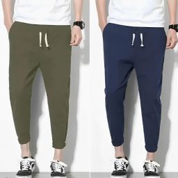 Pack of 2 Men Solid Blue, Green Track Pants-image-104