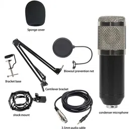 rhonnium Vocal Recording Condenser Microphone Full Set with Boom Arm Mic Stand Microphone-picture-2