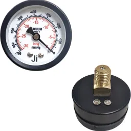 "ji" japsin instrumentation Vacuum Gauge, 2" Dial, -760 to 0 mmHg, Back Entry, 1/4" BSP (M) Connection Dial Indicator image 2