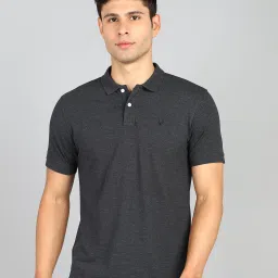 Men Solid Polo Neck Pure Cotton Black T-Shirt-image-3