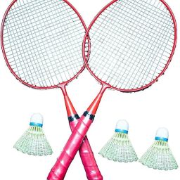 Kids Badminton Kit 2 Racquets & 3 Shuttle Cocks-1-Pink Badminton Kit-image-73