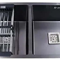 Kitchen Sink Double Bowl,Dual Water Aerator,Noise Reduction Pads Large Sink Size Kitchen Sink Double Bowl (37*18) Matt Finish Vessel Sink-image-41