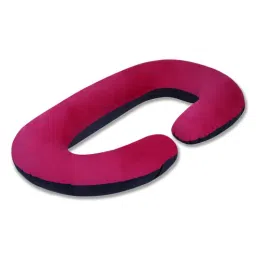 dormyo Cozy C-Shape Velvet Mircrofibre Pregnancy Pillow With Detachable Zipper Pillow In Red & Black Colour-picture-29