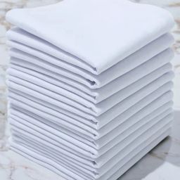 FIMS Men's Pure Cotton Handkerchief Set White Plain Hanky Pack of 12 ["White"] Handkerchief-image-31