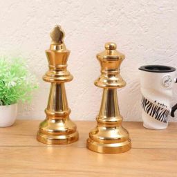 de maison decor Chesss King & Queen Golden (Large) (Set Of 2) Abstract Decor Piece-picture-24