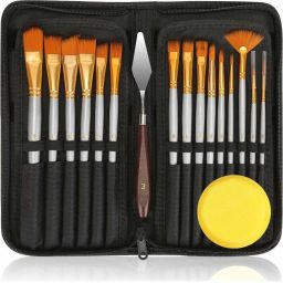 rush Set for Acrylic Painting, Artist Paint BOil Painting, Modern Art Painting (Silver) set of 15 with 1 paltte and 1 round sponge-57