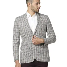 Men Checkered Single Breasted Formal Blazer-image-60