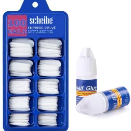 100Pc Professional Reusable White French Acrylic False Fake Nails with Glue White-image-30