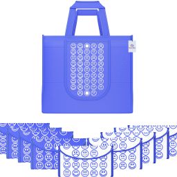 Pack of 10 Smile Foldable Unisex Shopping Bags | Dark Blue & White Blue Pack of 10 Grocery Bags-image-78