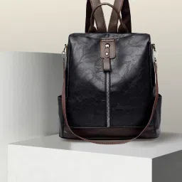 Small 15 L Backpack Women Black Leather Backpack Cute Style Female Student Waterproof Anti Thief-19