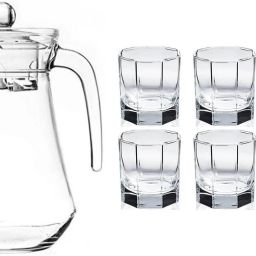 S1Store Glass jug 1300 ml with Lid Drinking Glasses Set 6 Glass 240ML, Water Jug & Glass Jug Glass Set (Glass) Jug Glass Set-image-66