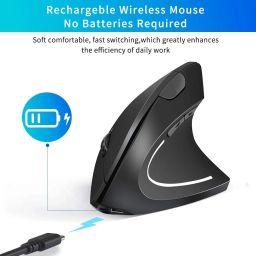 microware Ergonomic Optical USB Wireless Vertical Mouse Wireless Optical Gaming Mouse Wireless OpticalGaming Mousewith Bluetooth image 2