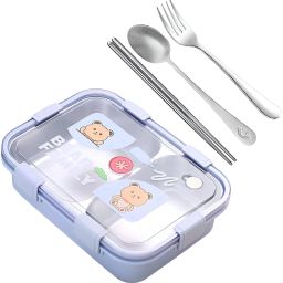 Adorable Bear Lunch Box with Fork, Spoon – 2 Compartments, Leak-Proof Lid 2 Containers Lunch Box-image-30