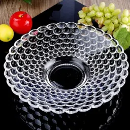 perizone Bubble Design Glass Fruit Bowl Plate for Dining Table Tray Serving For Dry Fruit Tray Serving Set image 2