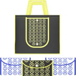 Pack of 4 Smile Foldable Shopping Bags For Women | Black Yellow & White Blue Pack of 4 Grocery Bags-image-73