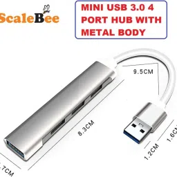 SCALEBEE 4-Port High Speed USB Hub 3.0 with Aluminium Shell USB Hub 3.0 Compatible for PC, MacBook, Mac Pro, Mac Mini, iMac, Laptop USB Hub image 3
