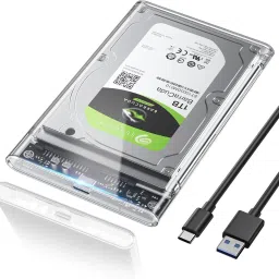 LINKKRAFT Enclosure Transparent Case, USB 3.0 to SATA Tool-Free External Hard Disk Case 2.5 inch Fast Transfer Speed Up to 5 Gbps & Up to 4TB Storage Capacity 2.5 SATA SSD HDD image 2