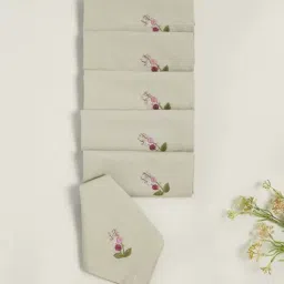 design gaatha Beige (16 x16 ) Floral Hand Embroidered Cotton (Set of 6) Napkin Sets-picture-46