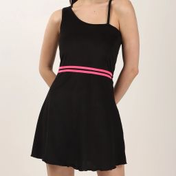 Padded A-line Offshoulder Swimsuit Solid Women Swim-dress Black Swimsuit-image-62