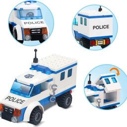 City Police Building Set Police Patrol Car Transporter Truck Blocks Toys-image-26