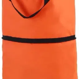 Imported Reusable Foldable 2in1 Shopping Trolley cart Bag with Wheels Orange 1Pc Luggage Trolley-image-0