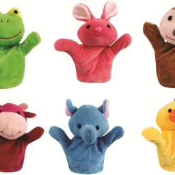 20cm Rabbit, Frog, Cow, Monkey, Duck & Elephant Animal Hand Puppets for Boys & Girls, Multi Color (Pack of 6 Designs) Hand Puppets-7