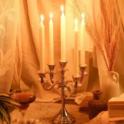 voidrop Five Arm Candelabra Silver Aluminium Candle Holder-picture-33
