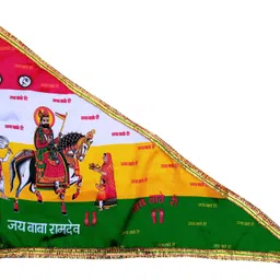 jasoriya BABA RAMDEV FLAG /Jhanda Medium Size ( (28x40x53 Inch) Triangle Outdoor Flag-picture-5