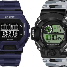 Men's Sport Digital Watch with LED Display & Chronograph Digital Watch - For Men 2_DW1-Blu-Blu & DW2-Blk-Wht-image-71