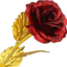 giftcity Artificial Red rose with love stand without blue box Red, Gold Rose Artificial Flower with Pot image 2