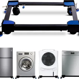 Washing Machine, Air Cooler, Refrigerator, Water Cooler Adjustable Metal Trolley with Wheels for Home with 4 Anti Vibration Rubber Grip Material Iron-image-26