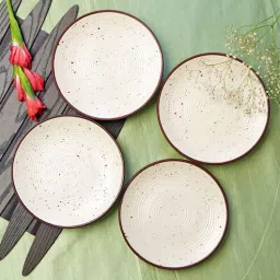 Freakway Handmade & Handcrafted Ceramic Stoneware Cream White Plate(7.3 inch Diameter) Set of 4 Scratch Resistant |Microwave and Dishwasher Safe | Set of 4 |-picture-16