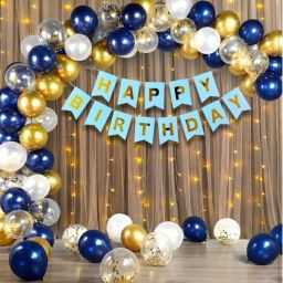 HBD Curtain Net, Light, Metallic Balloons, Banner 41 pc-image-27