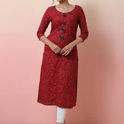 Sangria Floral Printed Straight Kurta-image-76