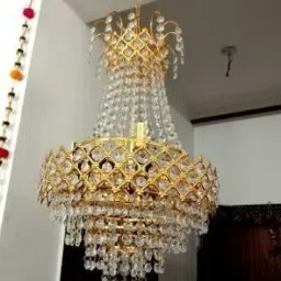 WITH BULB Glass octagon Beads Acid FLELTJHUBSZ_1 Jhumar Light For Chandelier Ceiling Lamp-19