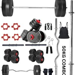 50 kg Complete 50KG PVC Gym Kit – Straight Rod, Curl Bar, Accessories Home Gym Combo-image-23